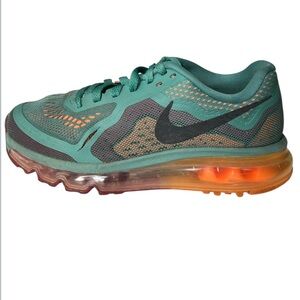 Nike Wmns Air Max 2014 'Jade Glaze Atomic Orange' Sneakers, Sz 6